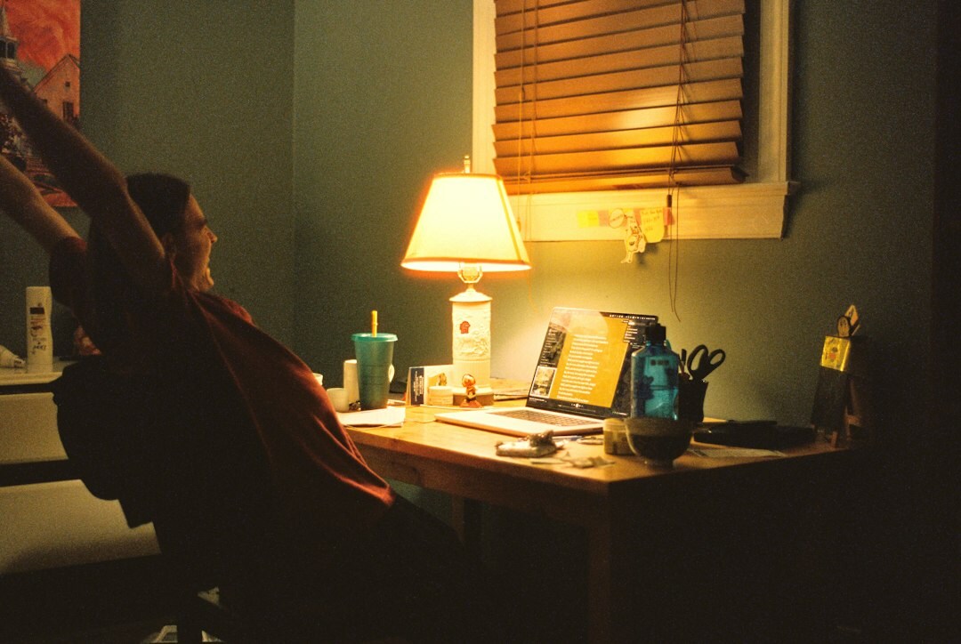 mystery writer at desk