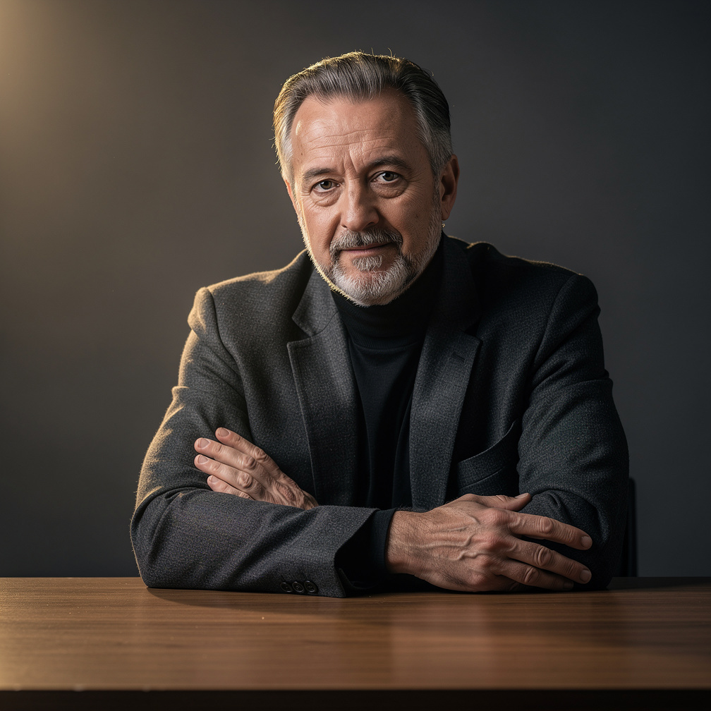 Portret hrvatskog pisca kriminalističkih romana u tamnom sakou